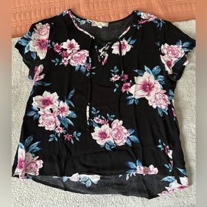 Pink Rose Black Top